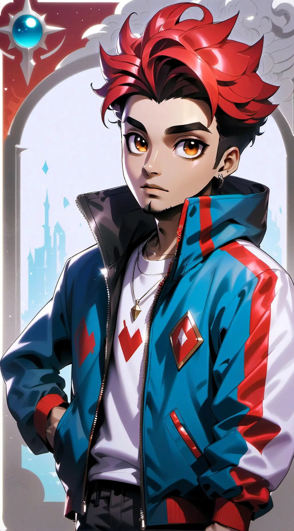 ai character: Red background