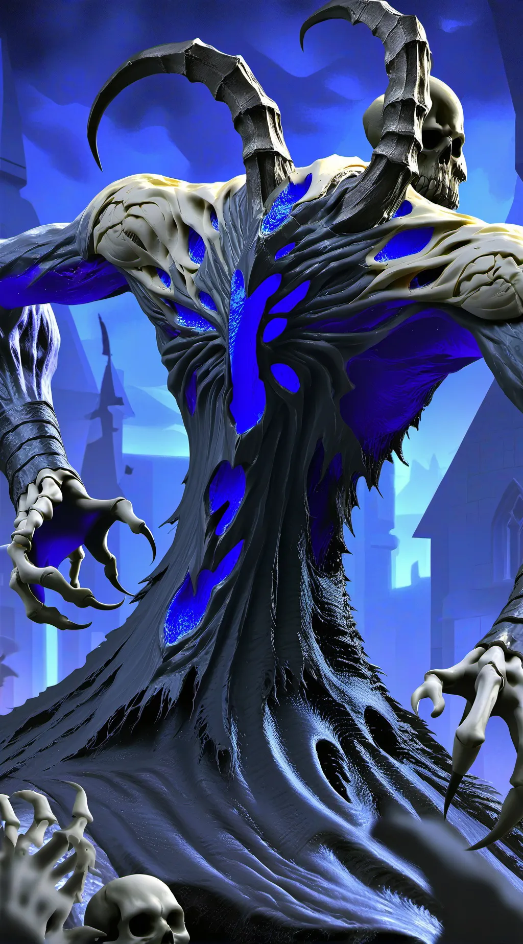 ai character: bone guue background