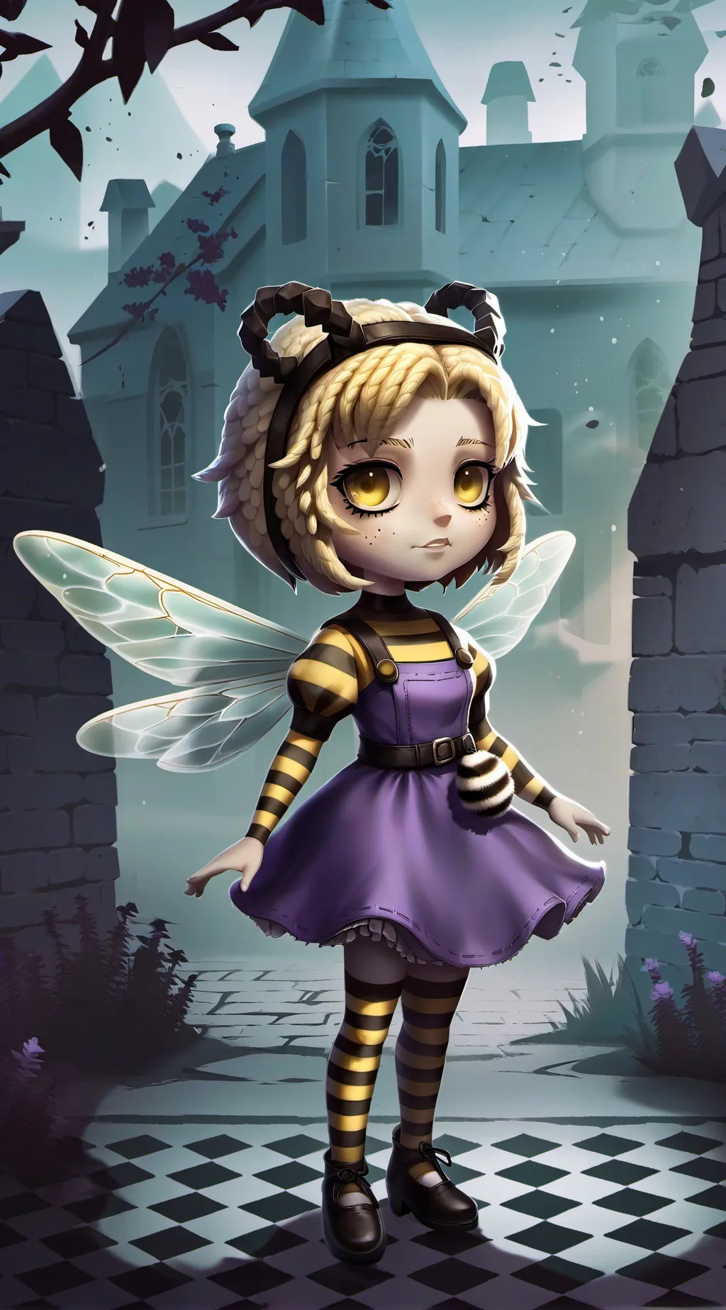 ai character: robot bee cat background