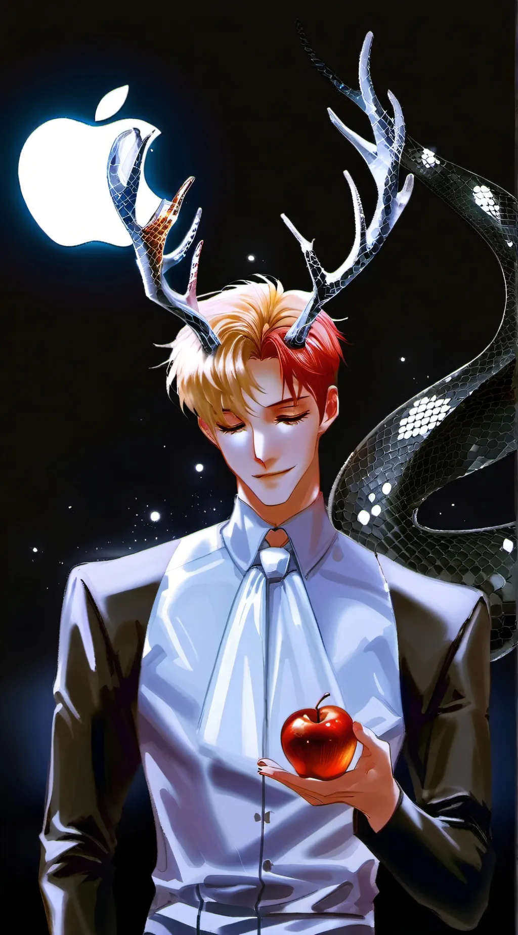 ai character: 📻🦌Radioapple🍎🐍 background