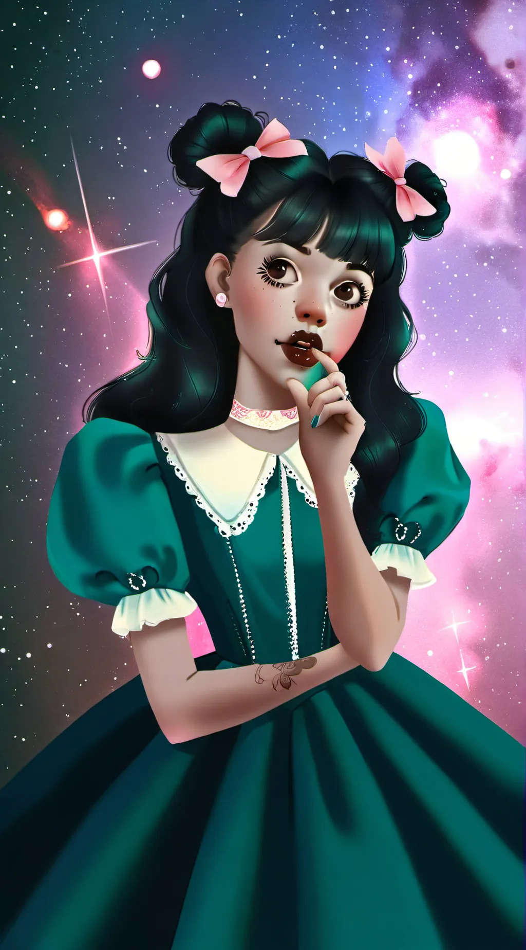 ai character: Melanie Martinez  background