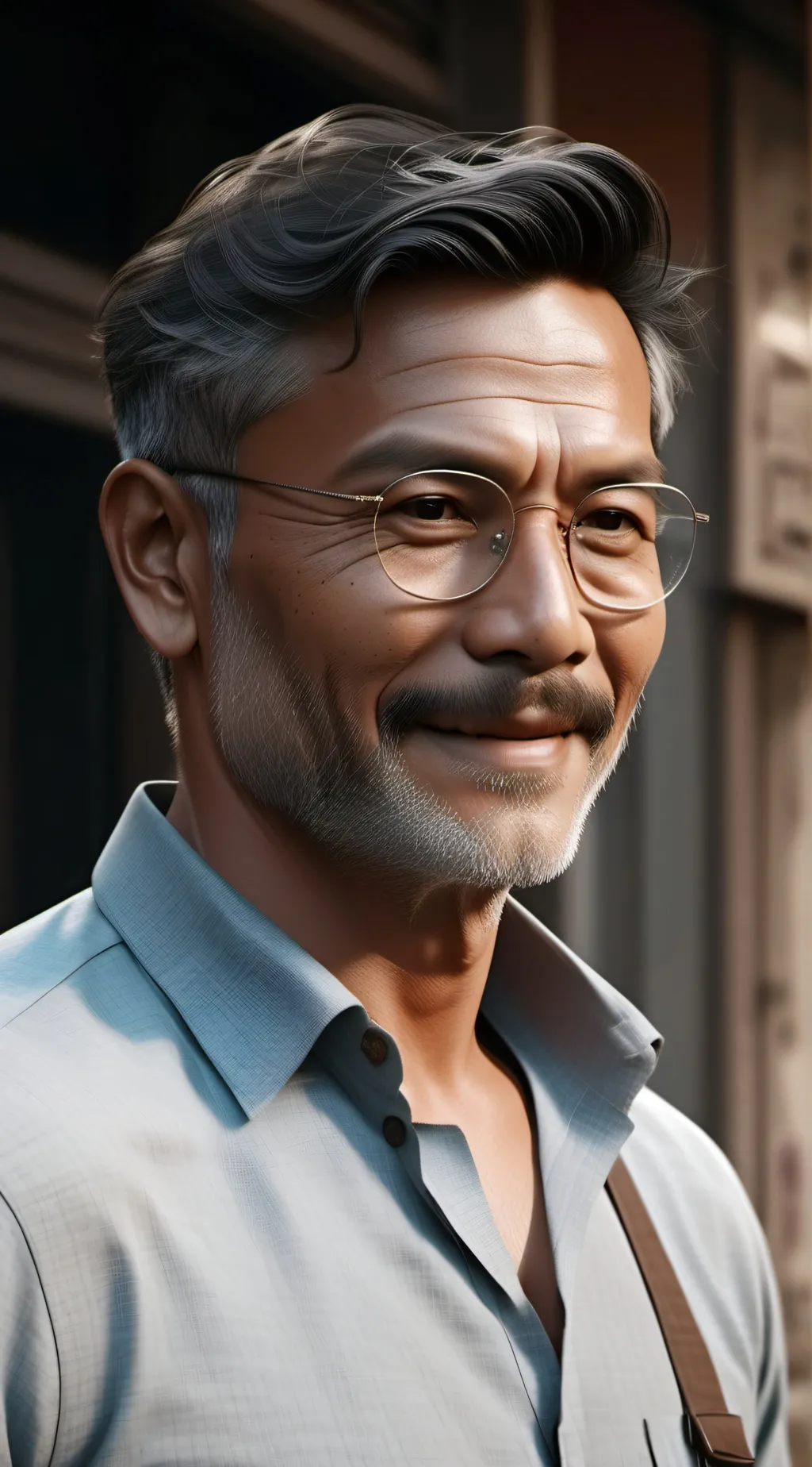 ai character: blue shirt guy background