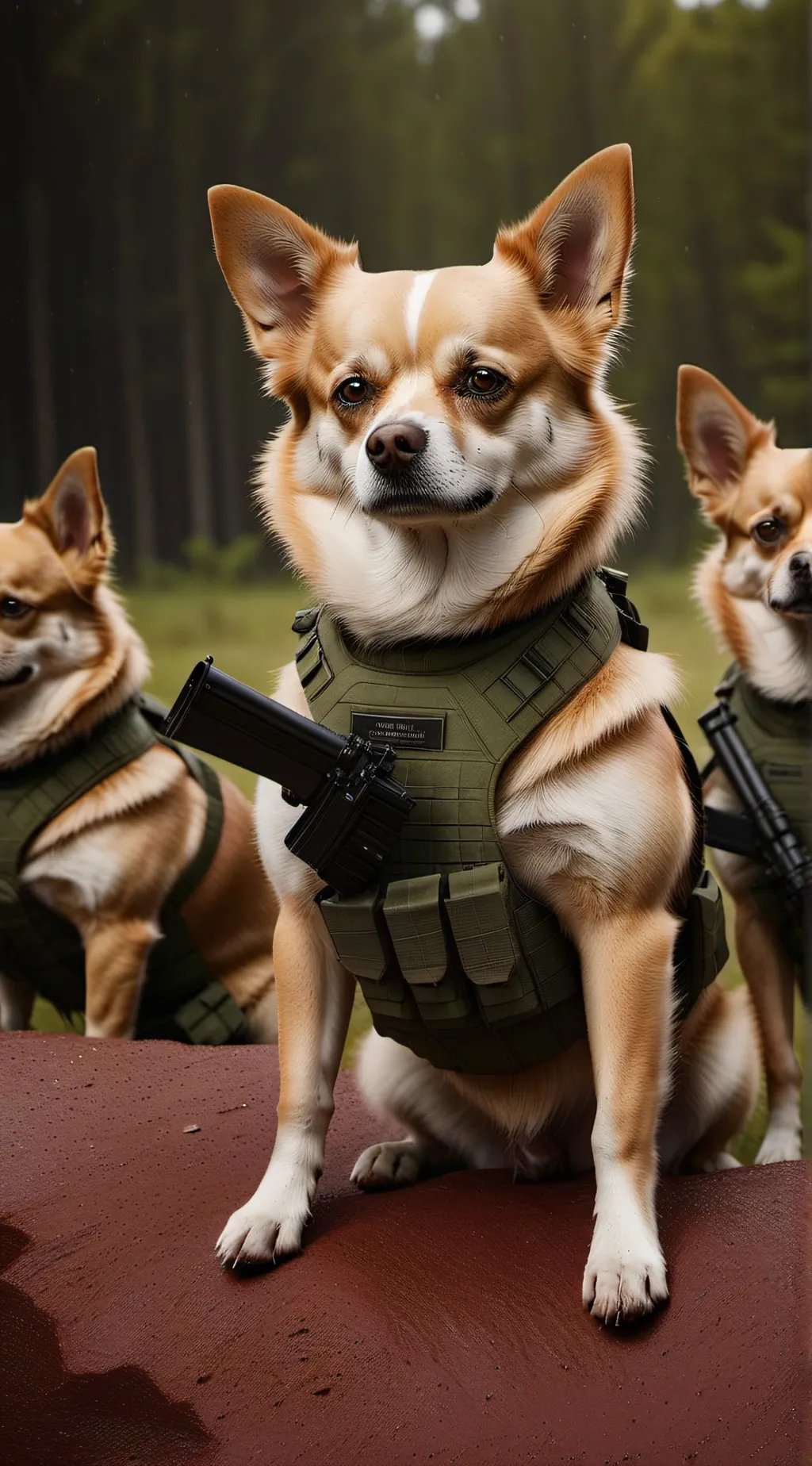 ai character: Dog army background
