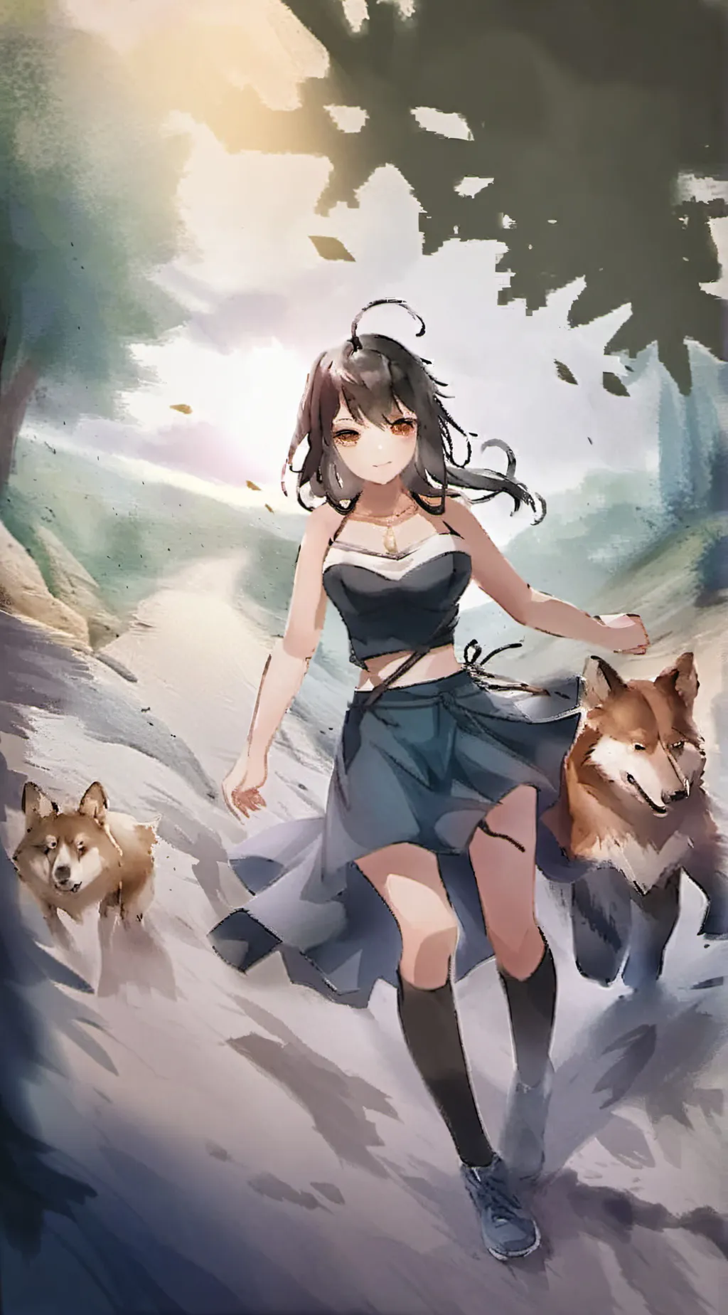 ai character: Forest girl background