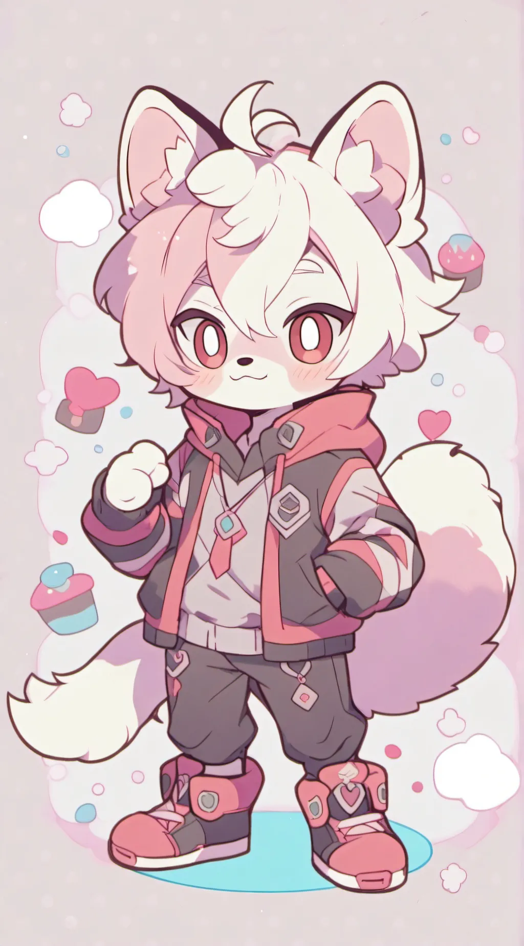 ai character: -+Furry con+- background