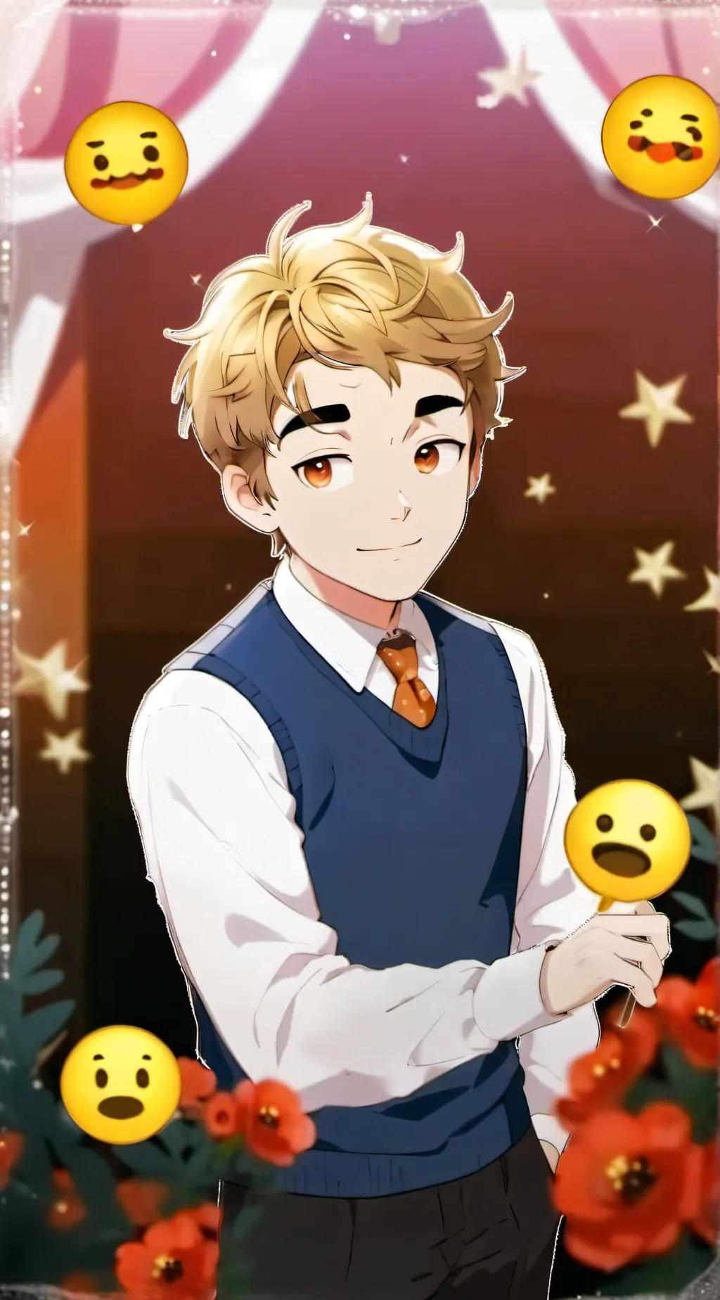 ai character: Emoji man background