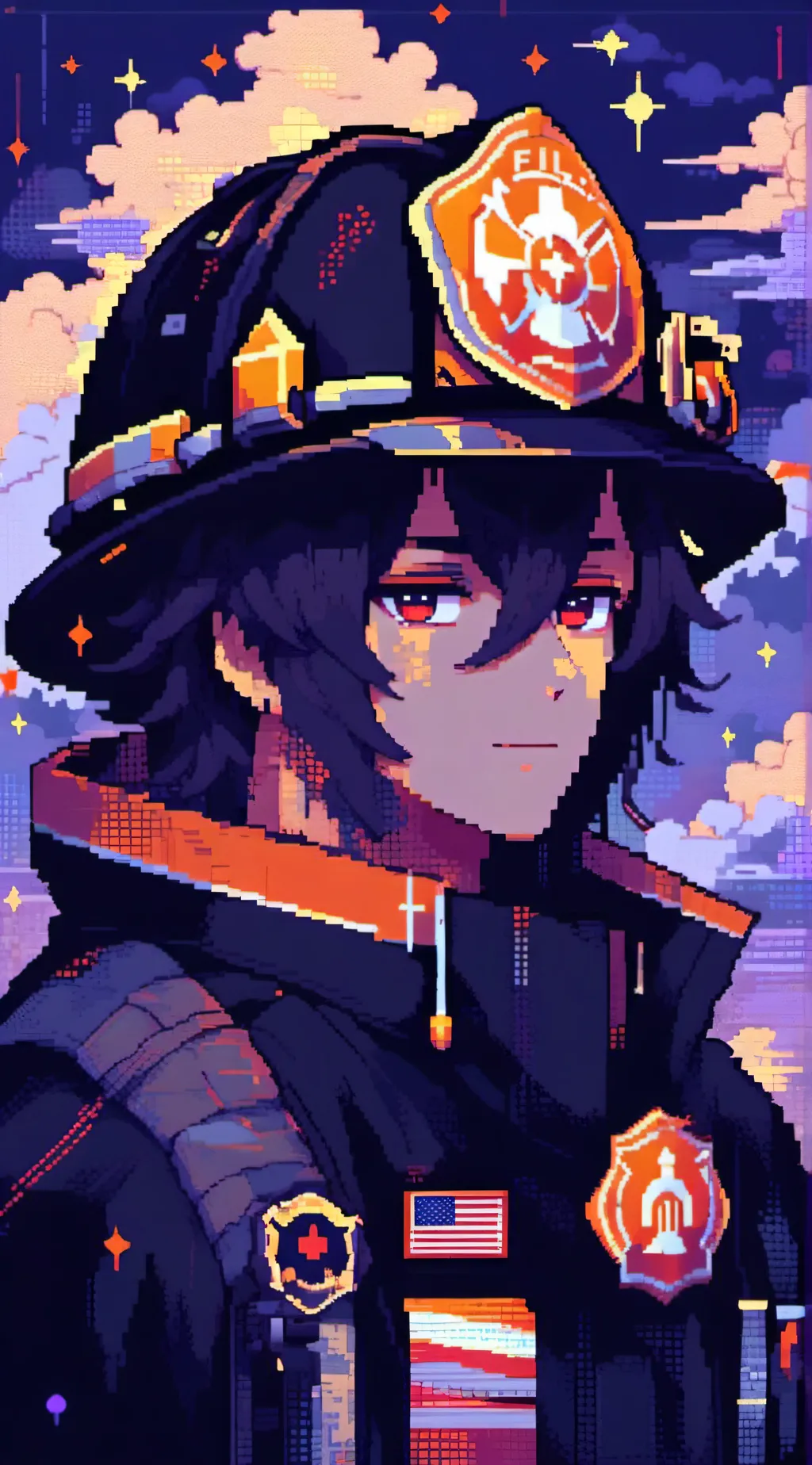 ai character: Firefighter  background