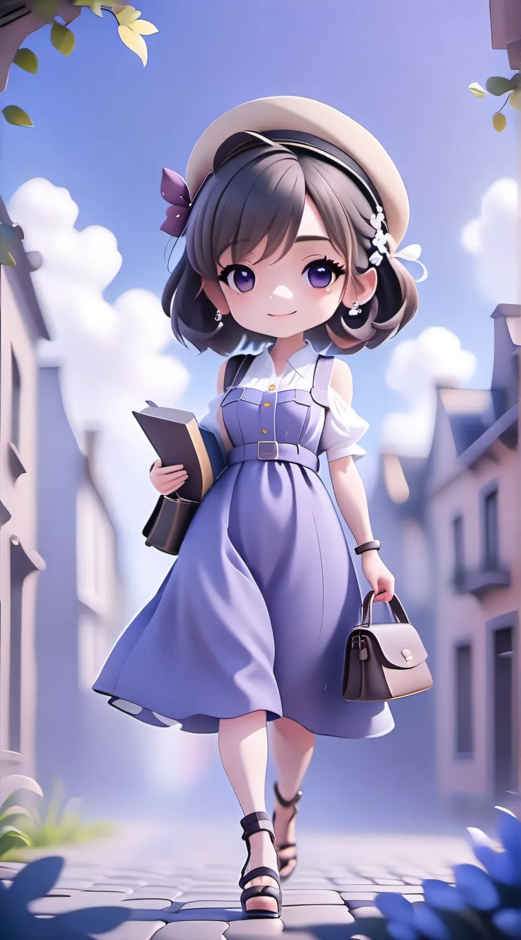 ai character: Violet background