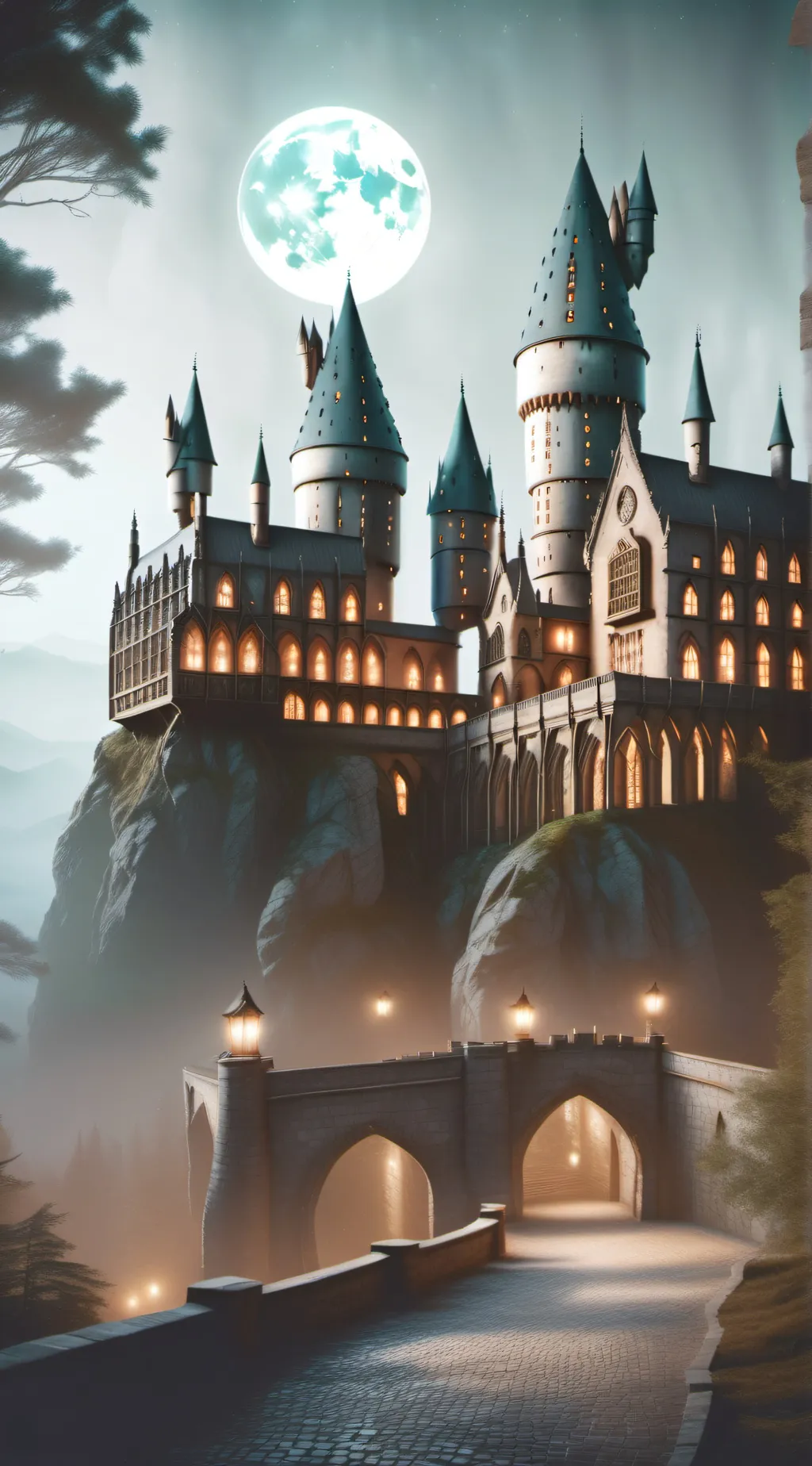 ai character: Hogwarts Castle background