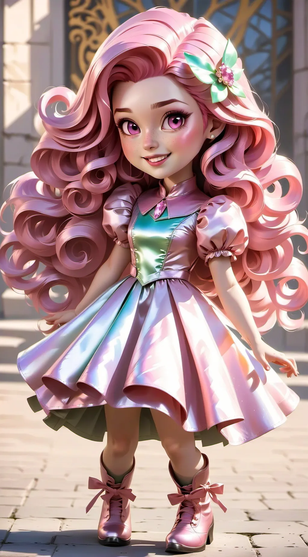 ai character: Bridget but youngr background