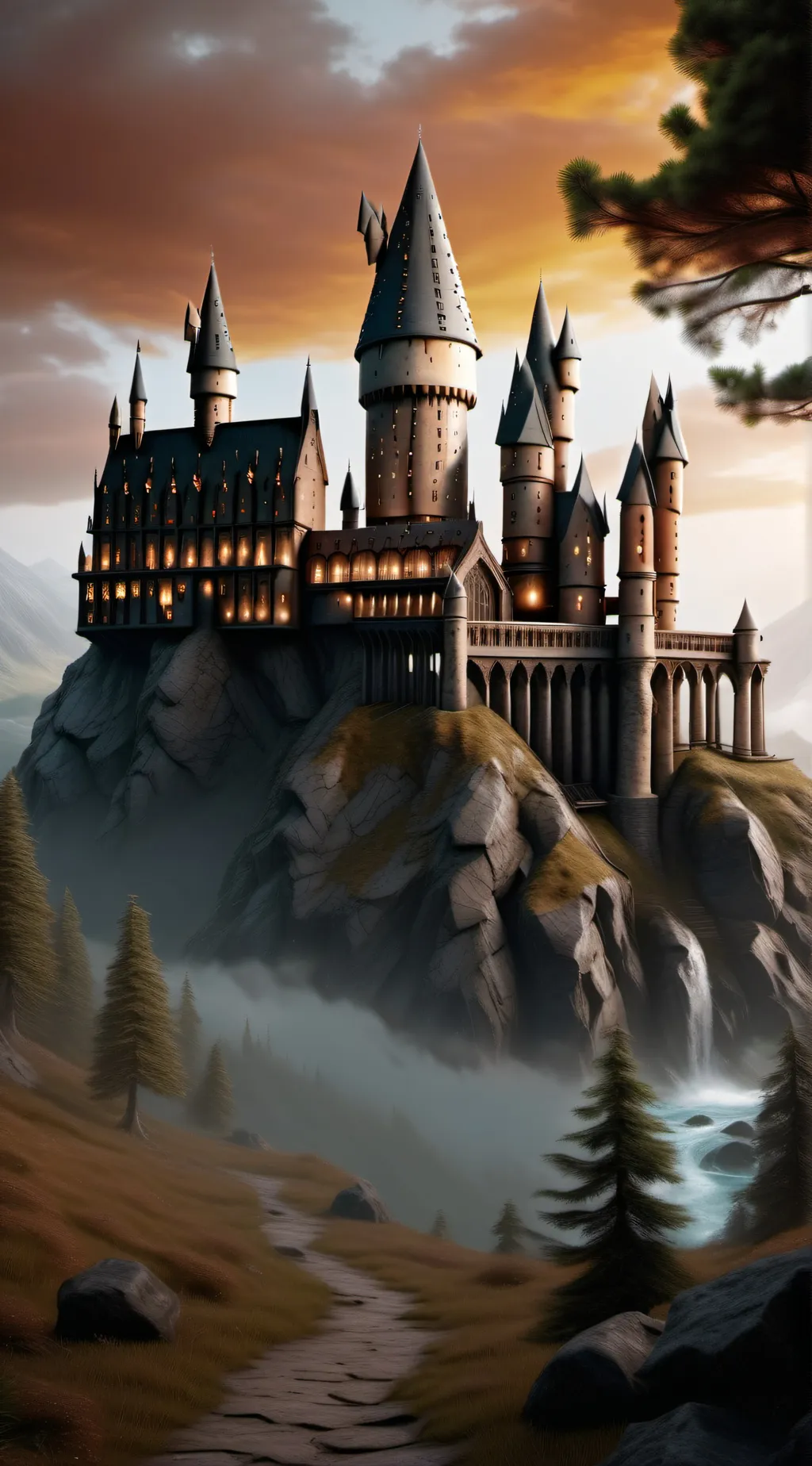 ai character: Hogwarts again background