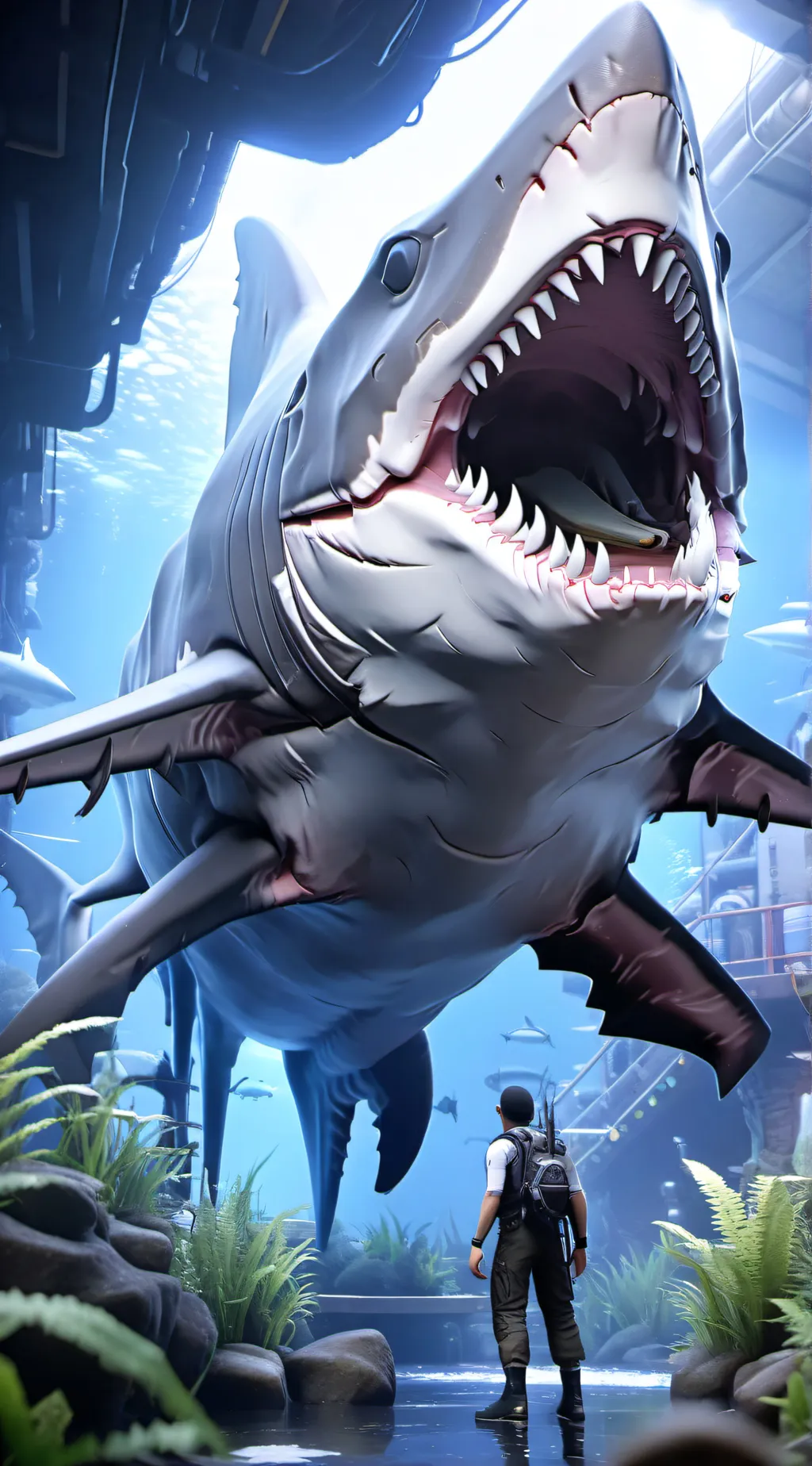 ai character: shark infection background