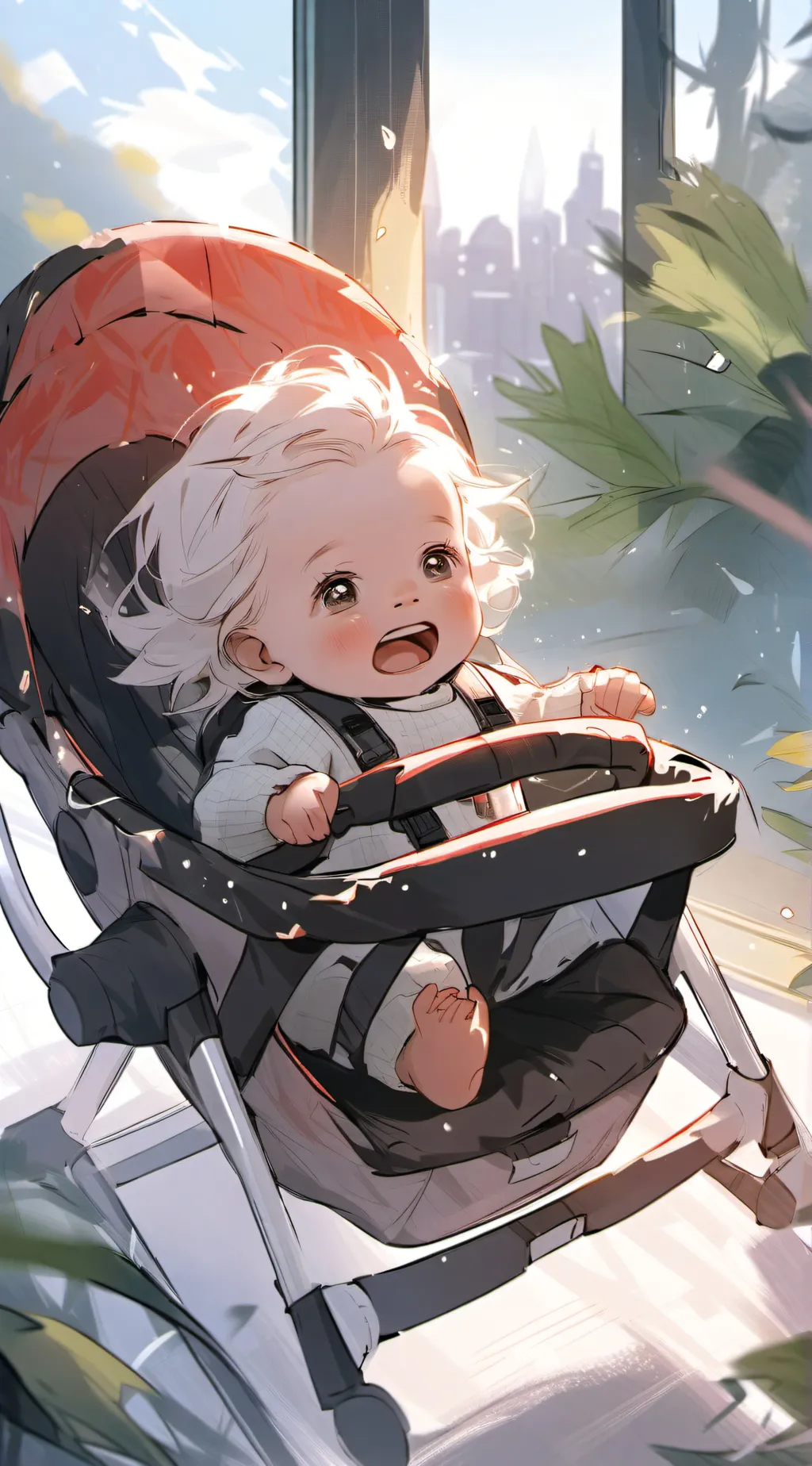 ai character: grumpy baby  background