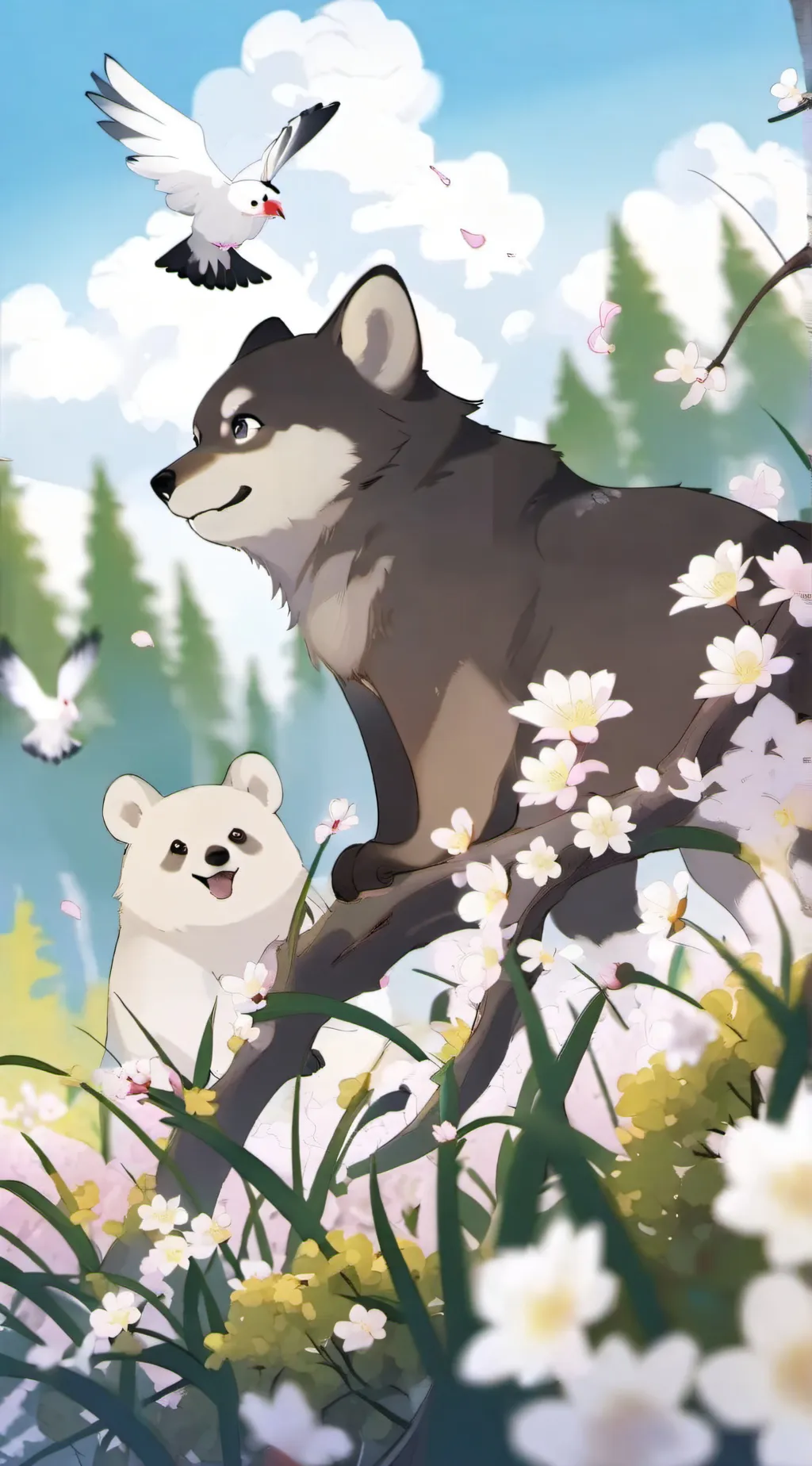 ai character: Smiling critters background