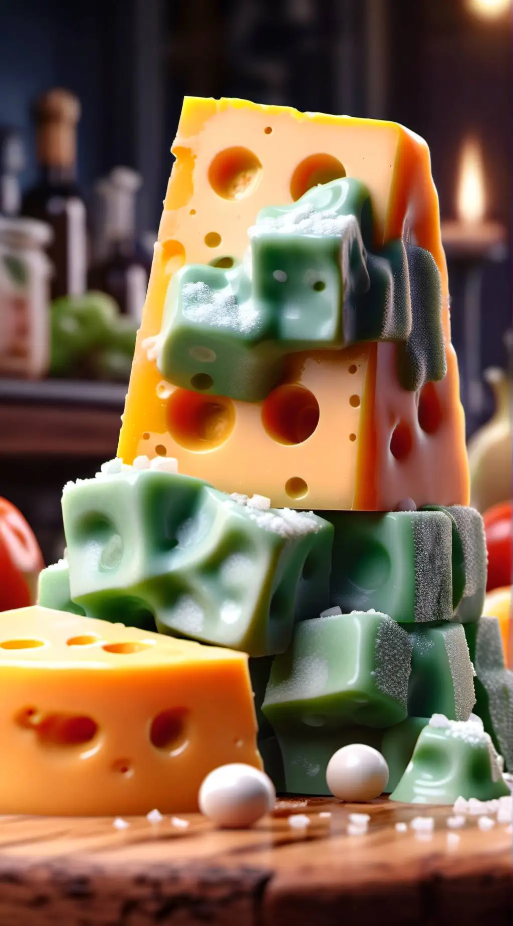 ai character: disgusting cheese background