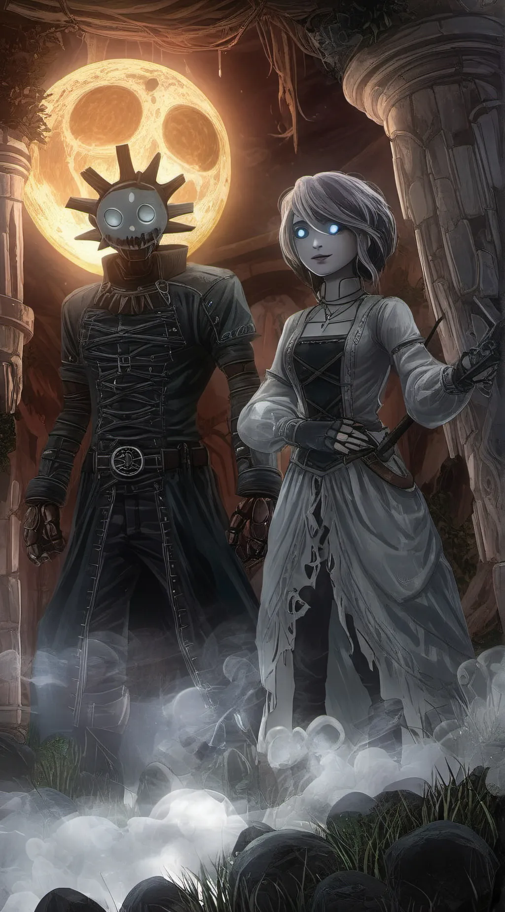 ai character: sun & moon possed background