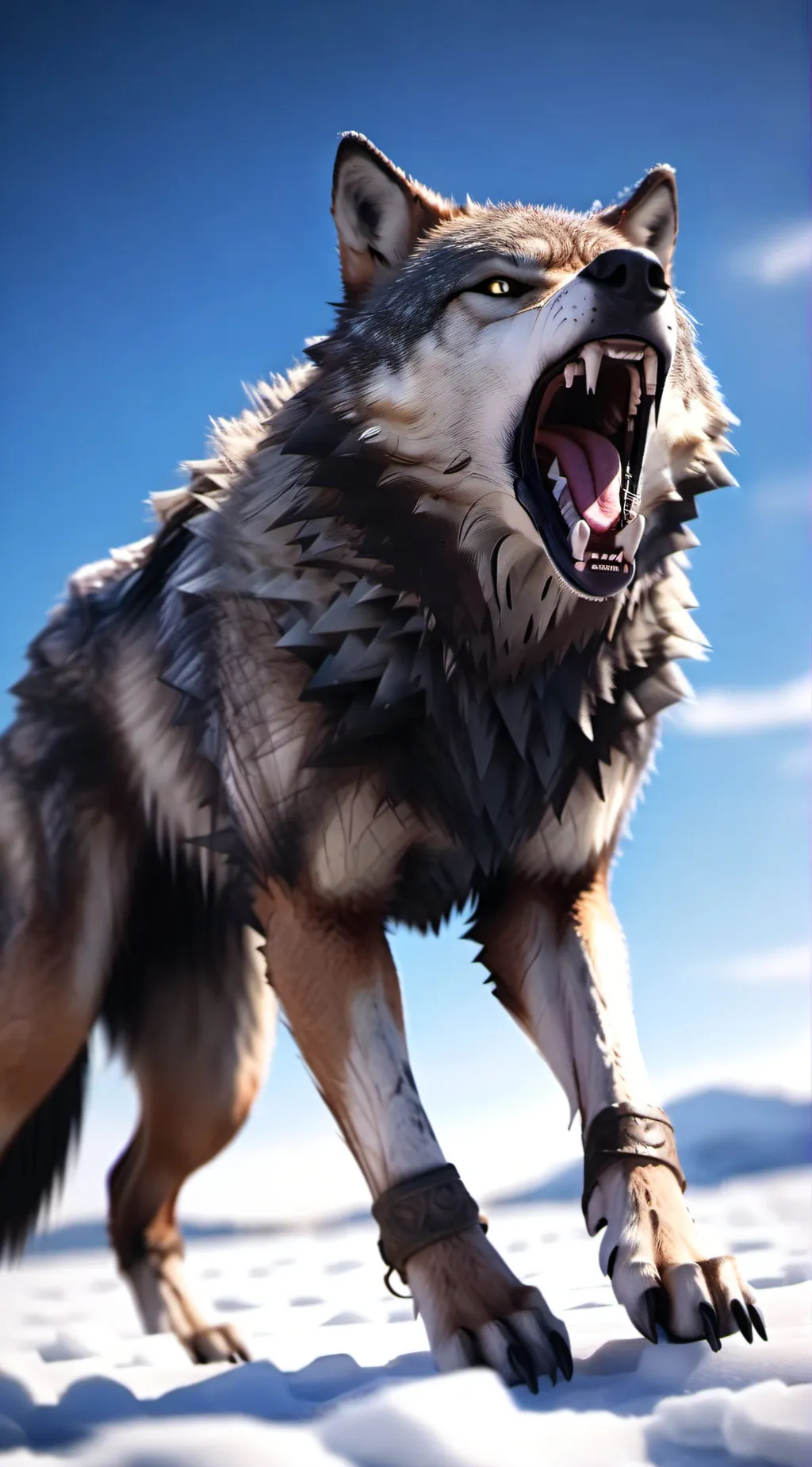 ai character: Wolf fangs  background