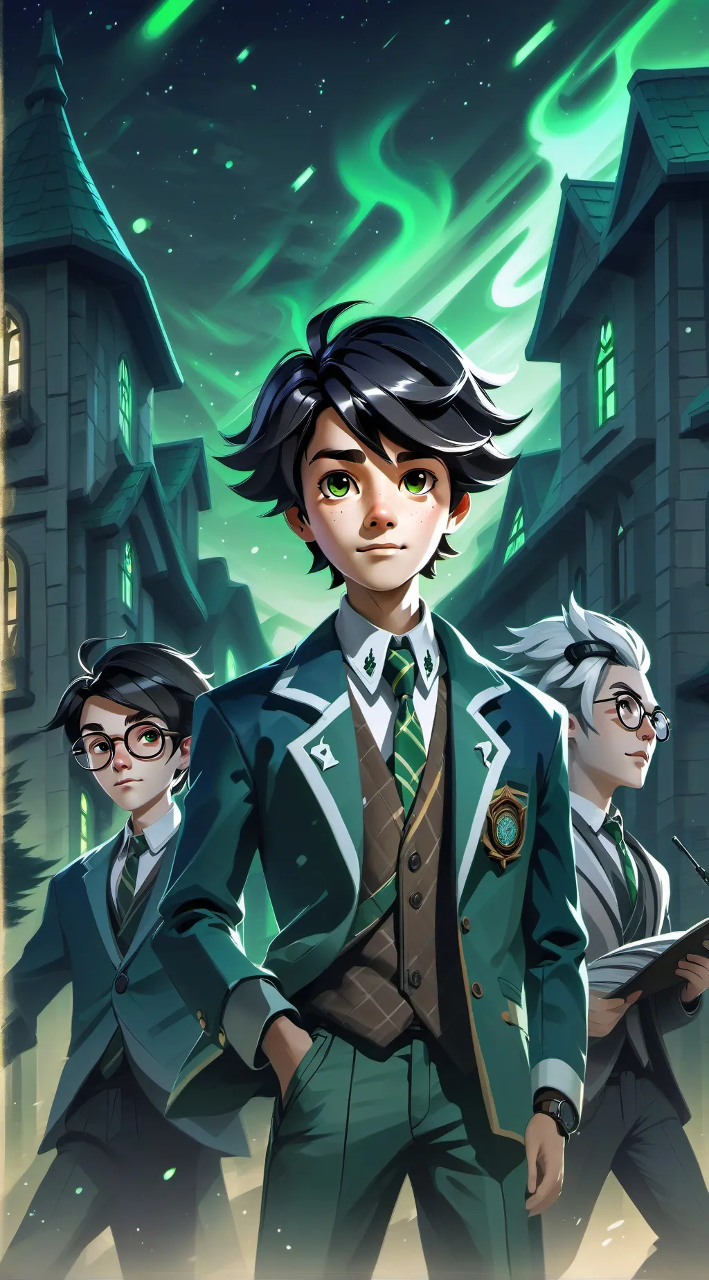 ai character: skz,itzy&enha schl background