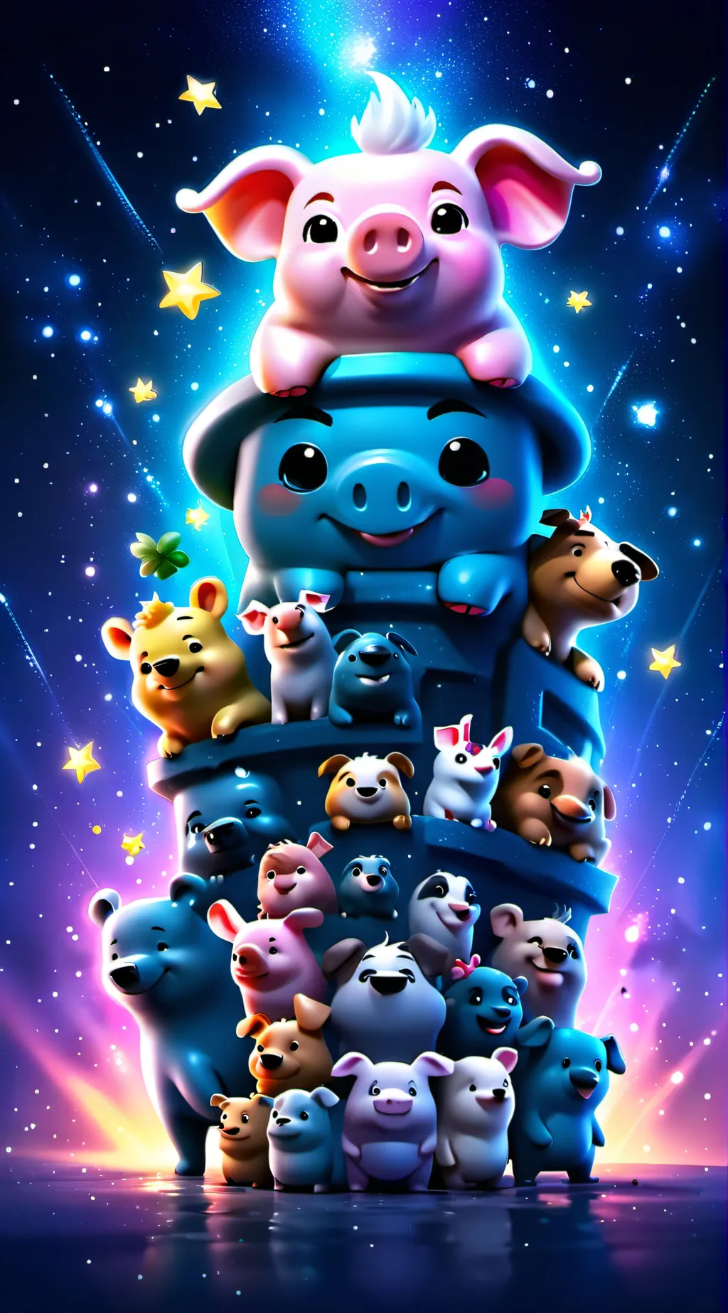 ai character: Smiling critters background