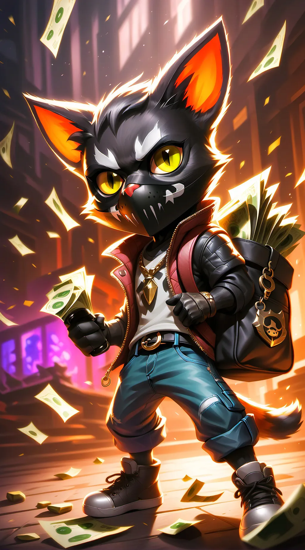 ai character: Robber cat background