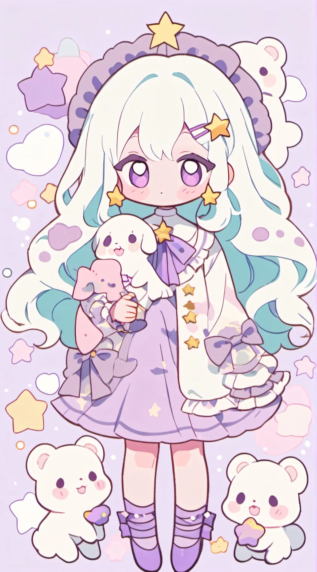 ai character: Amber ivy Wisteria background