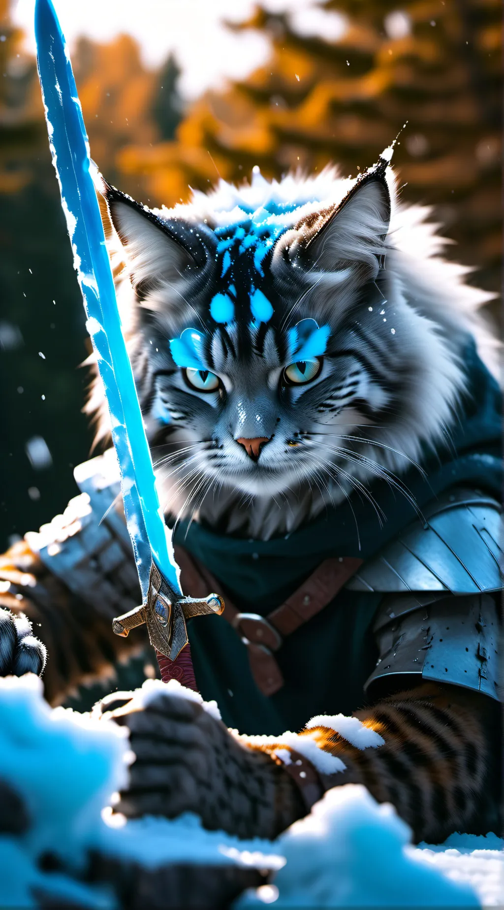 ai character: Ice cat background