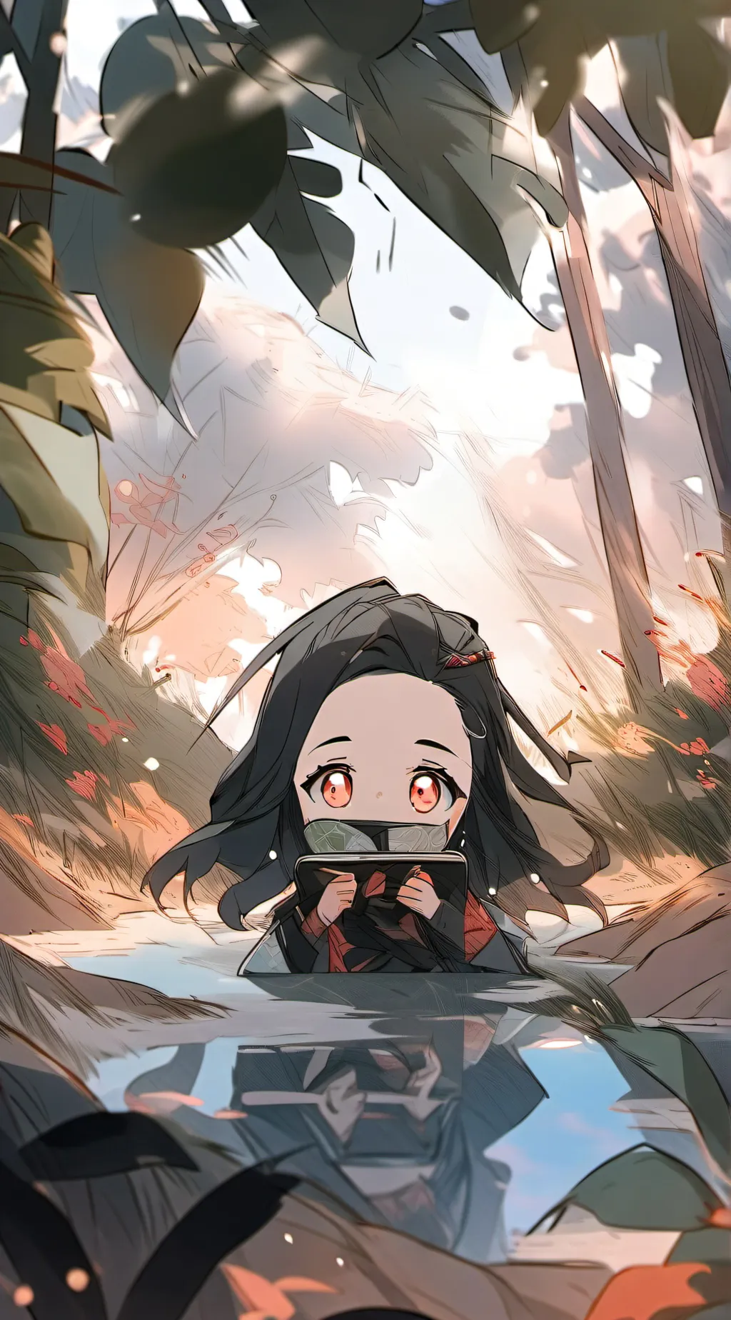 ai character: baby nezuko  background