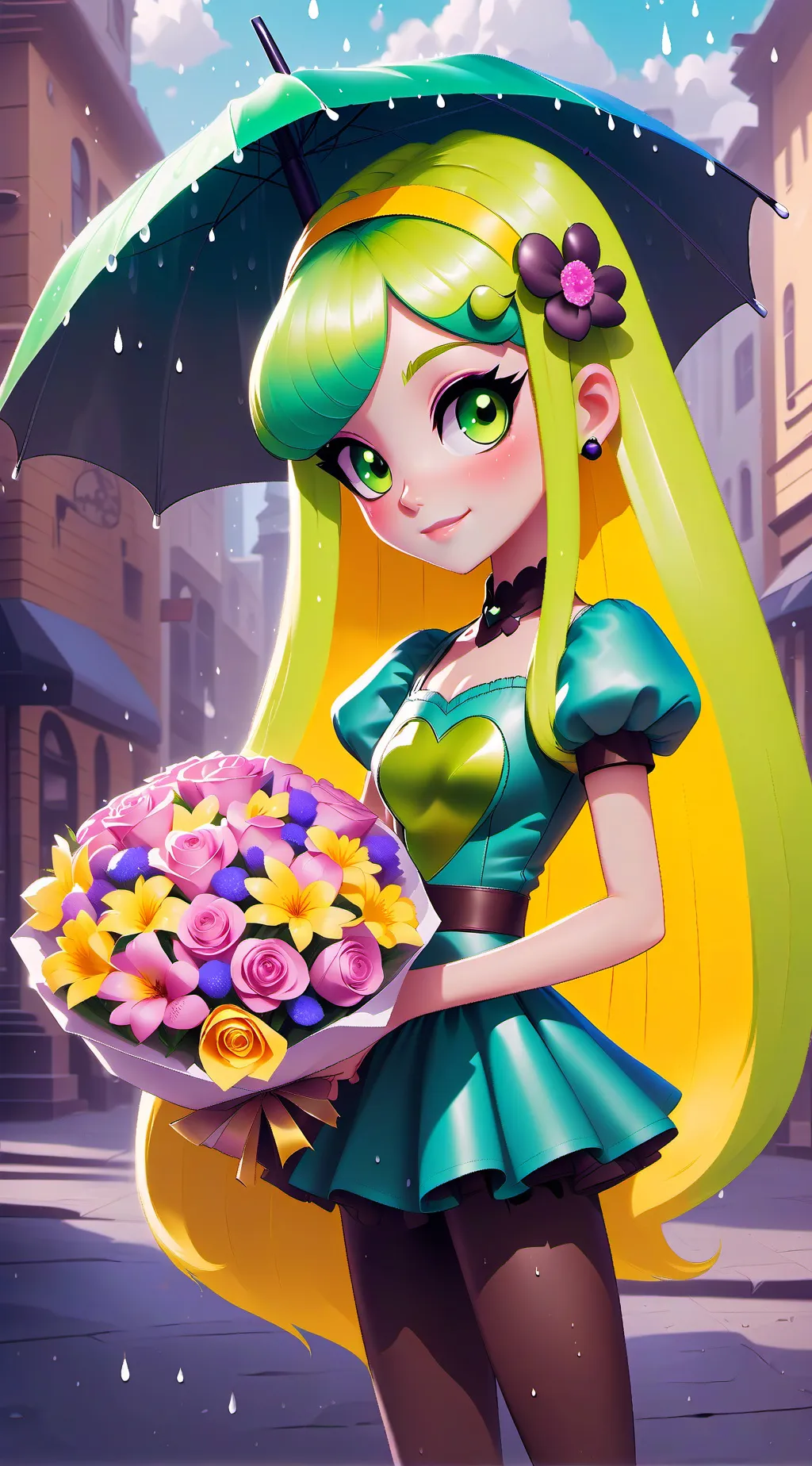 ai character: green Rosie  background