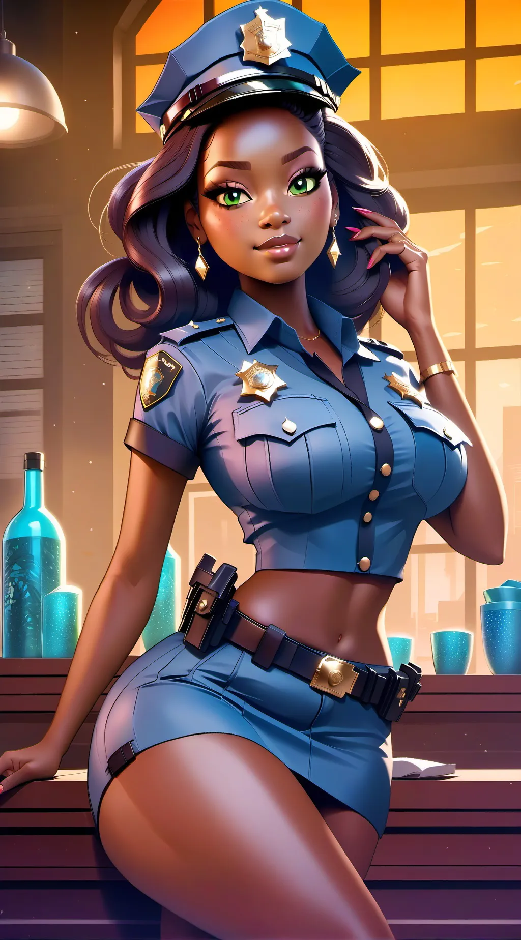 ai character: police summer background