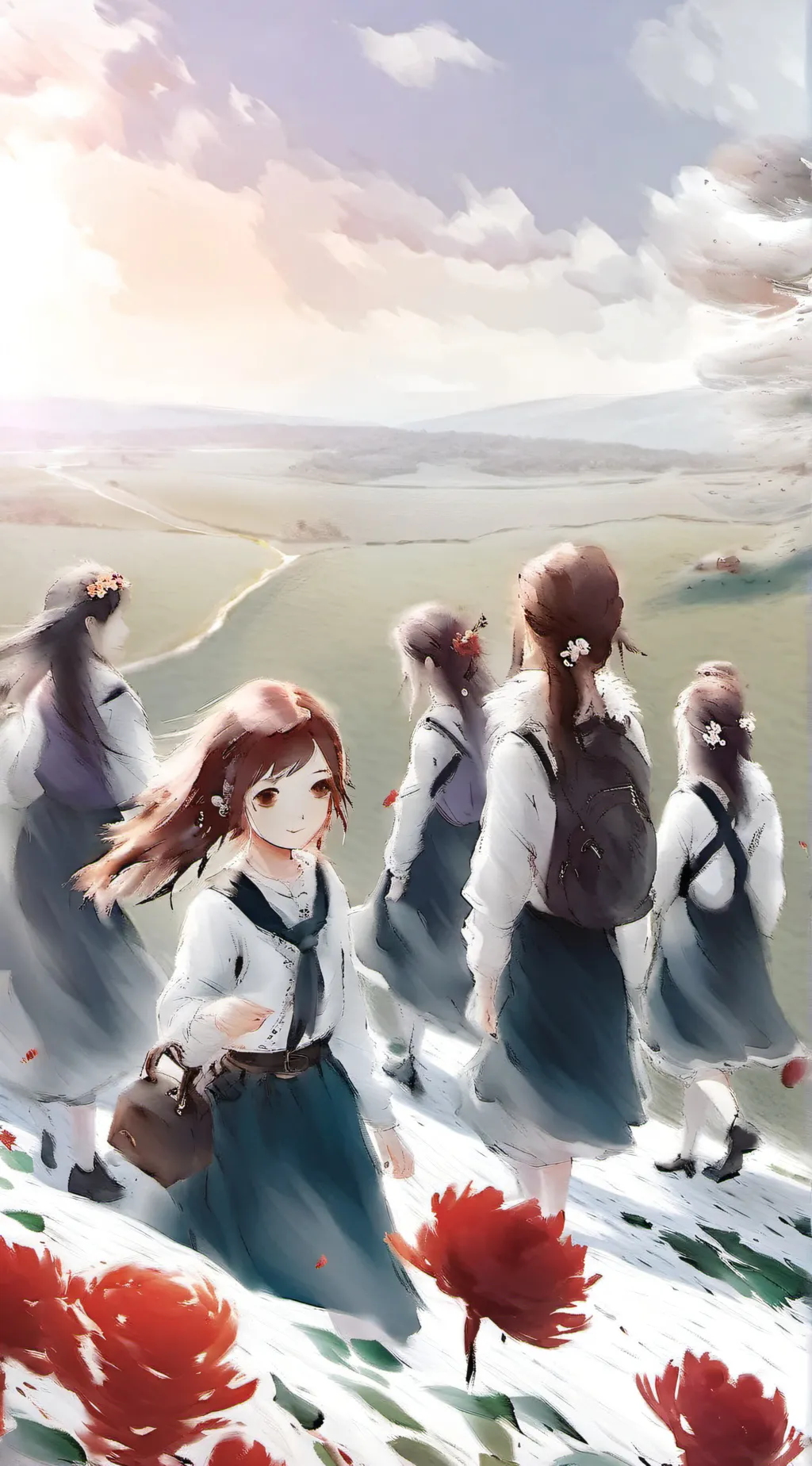 ai character: Girl planet background