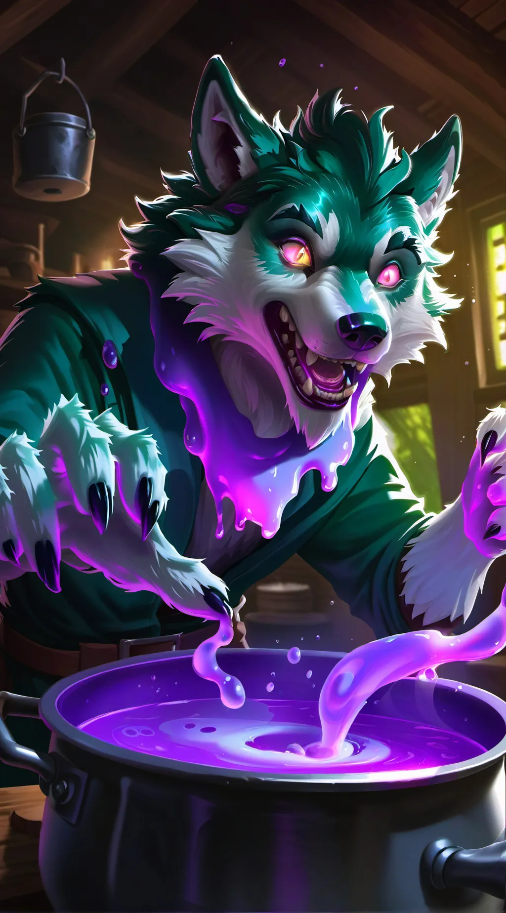 ai character: Magic furry potion background