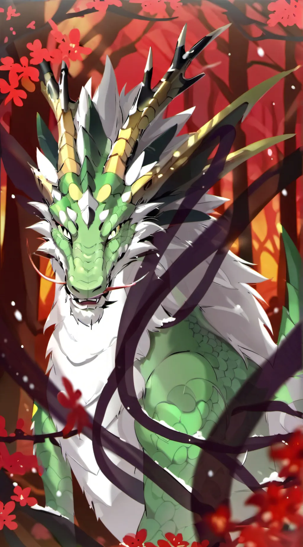 ai character: forest dragon background