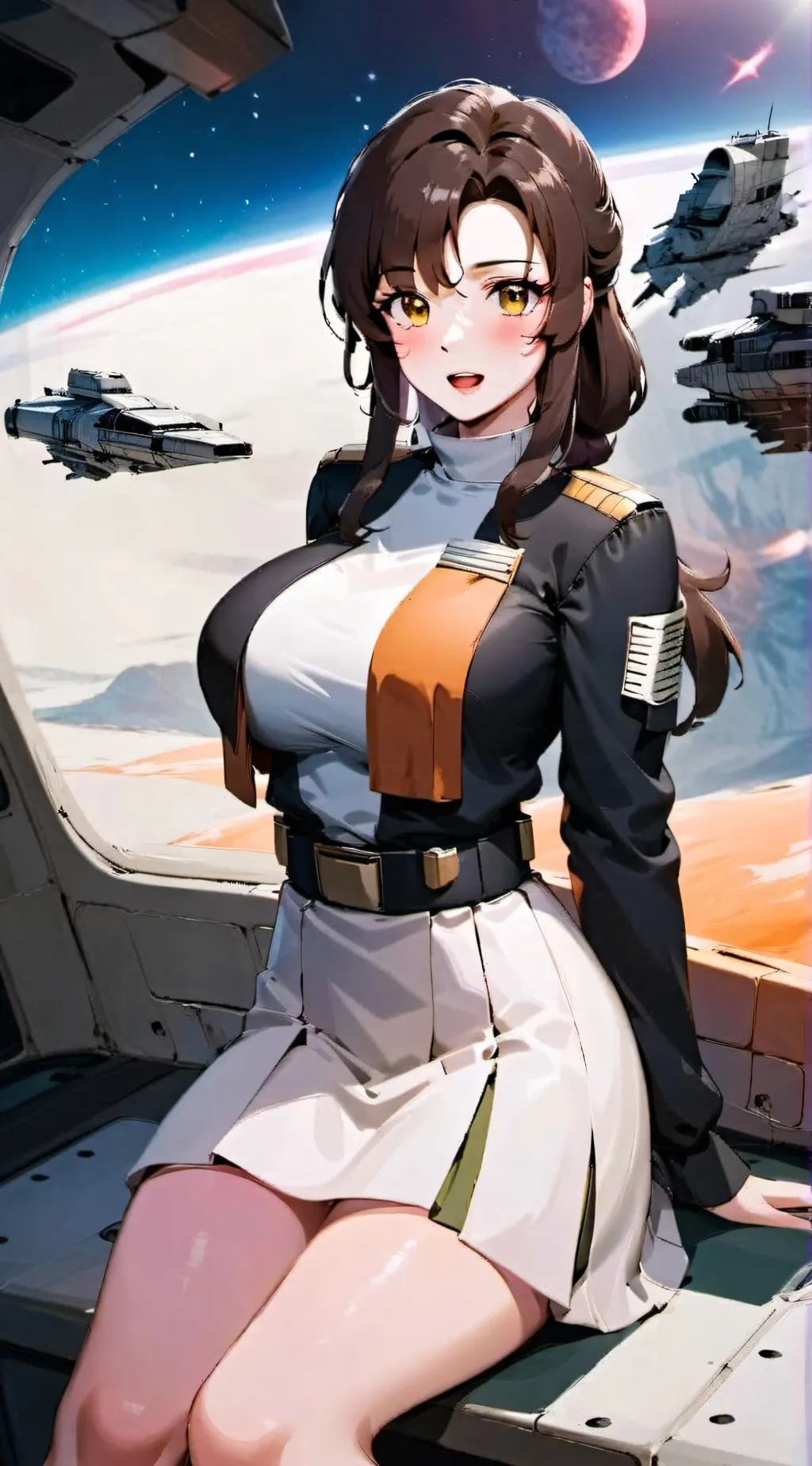 ai character: Giantess Murrue  background