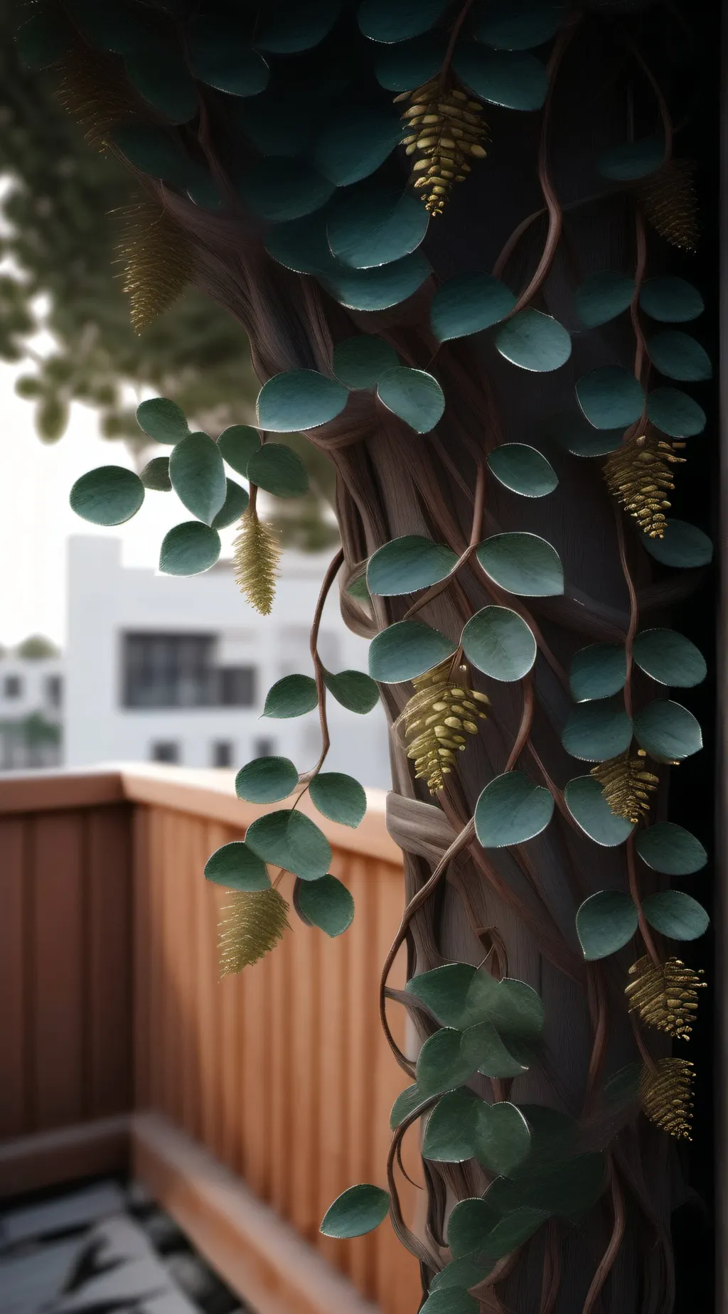 ai character: green sticky Vines background