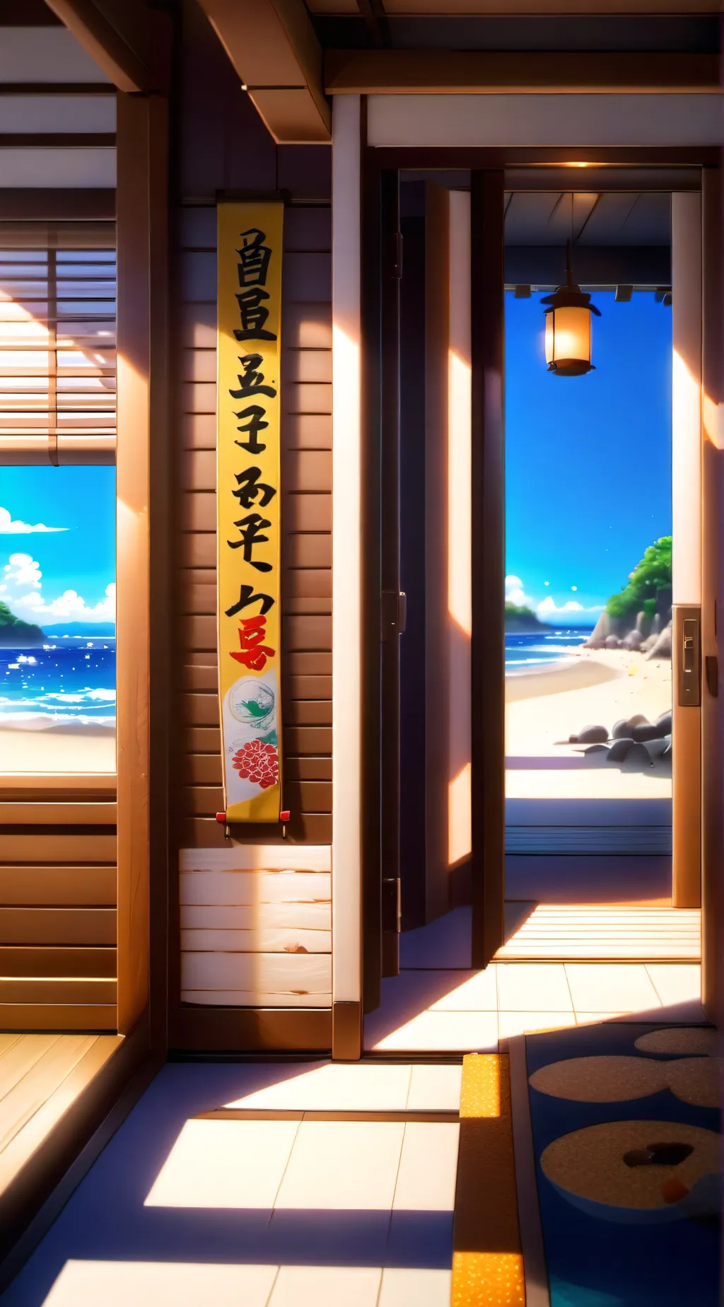 ai character: jjk Beach!!! background