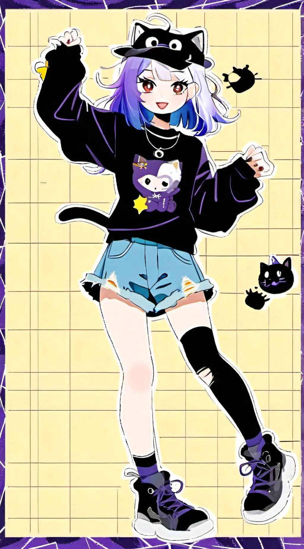 ai character: Jackie Kitten  background