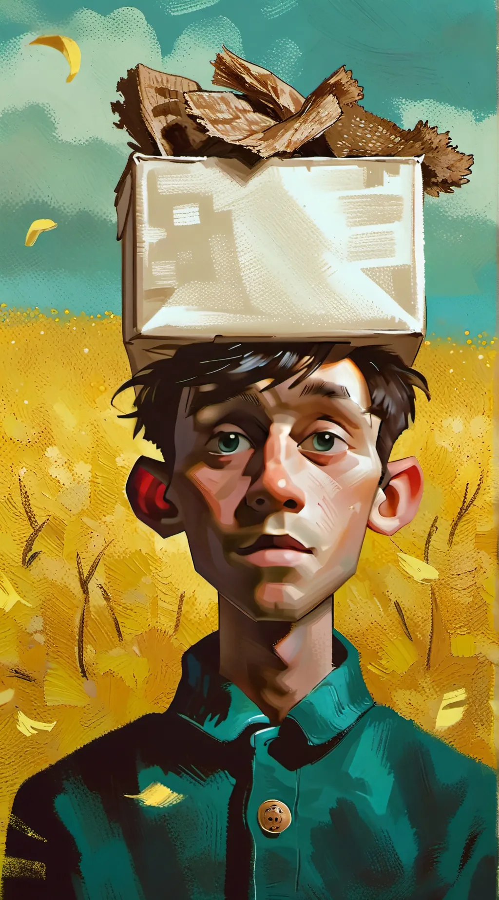 ai character: box man background