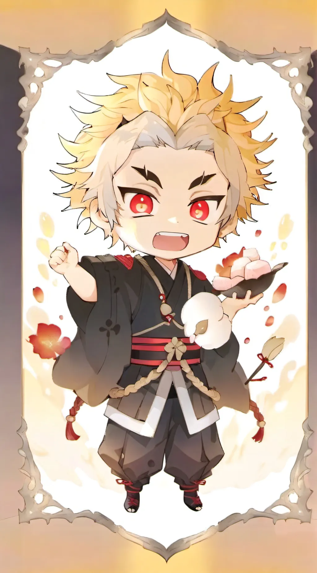 ai character: chibi Rengoku background