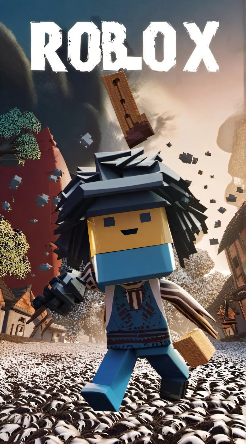 ai character: Roblox from 2000 background