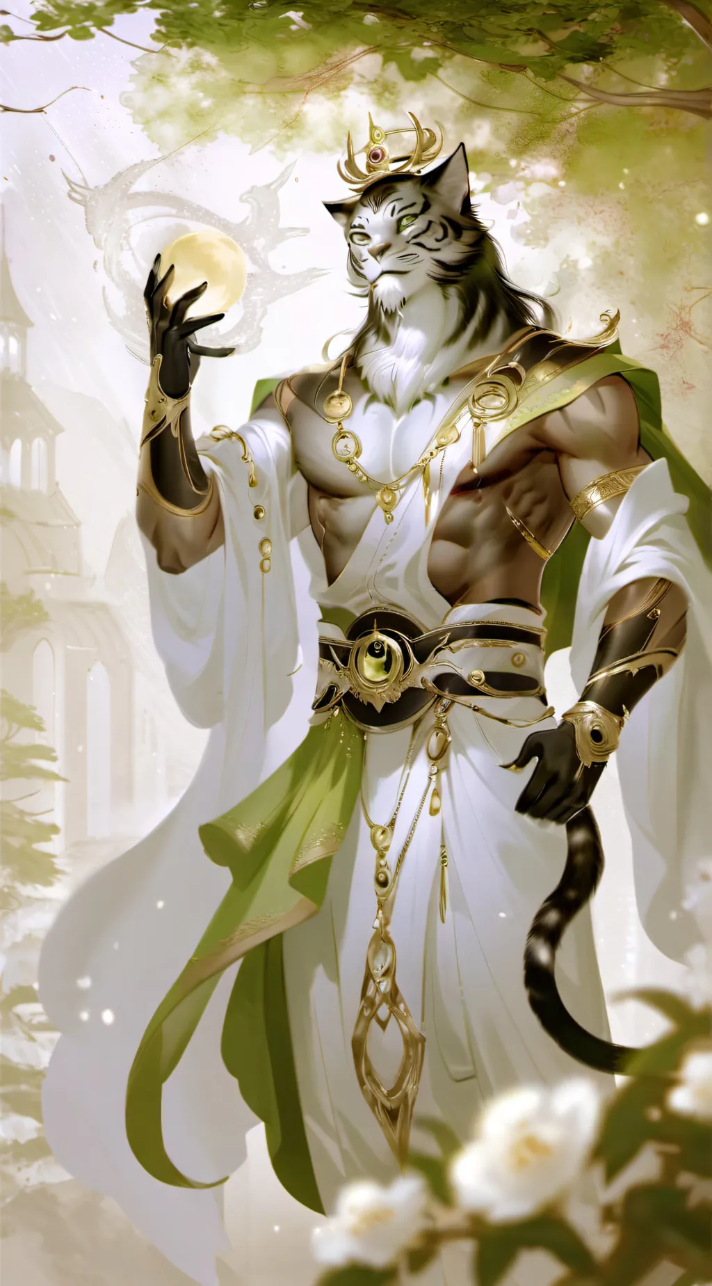 ai character: Monor,the moon god background