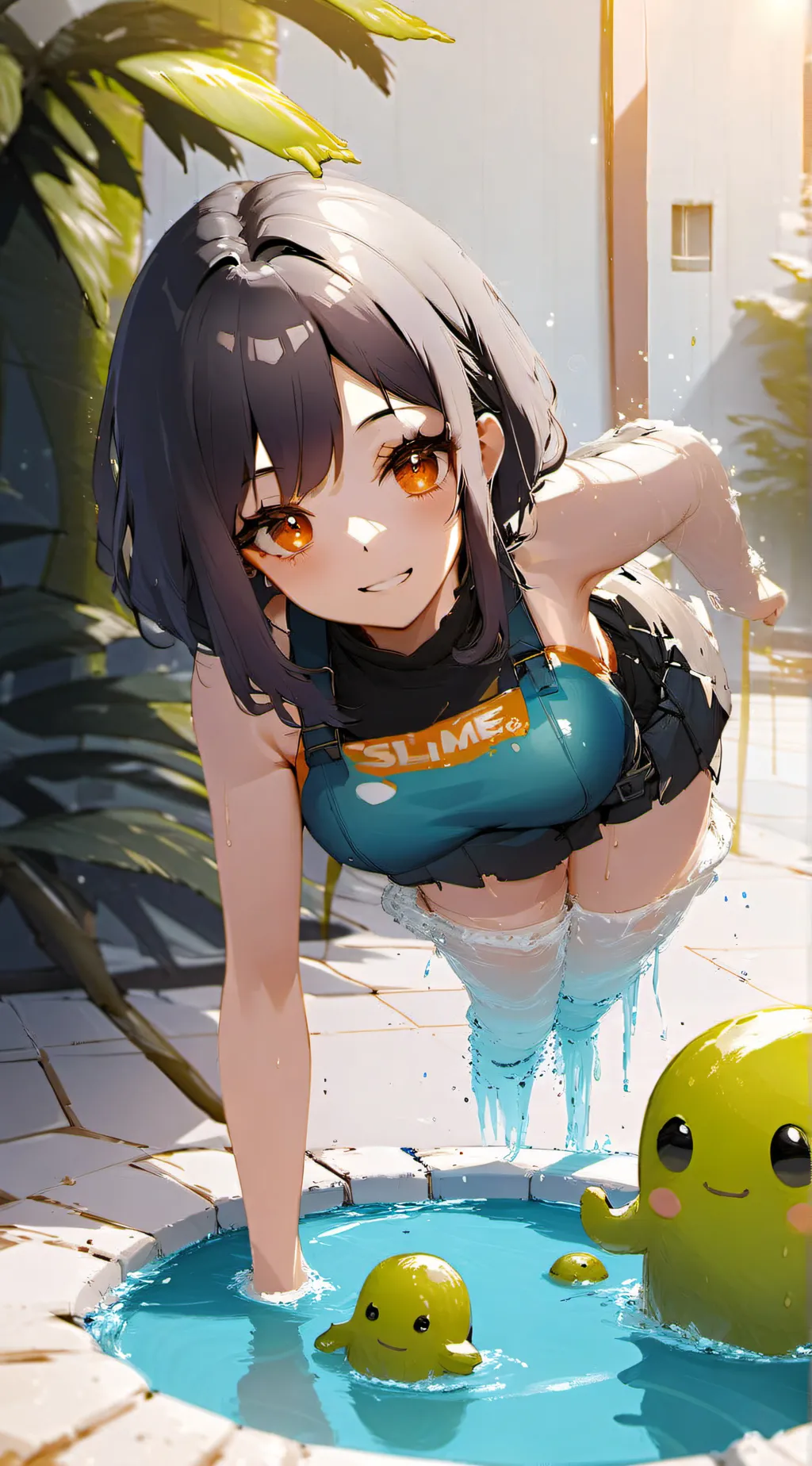 ai character: slime girl background