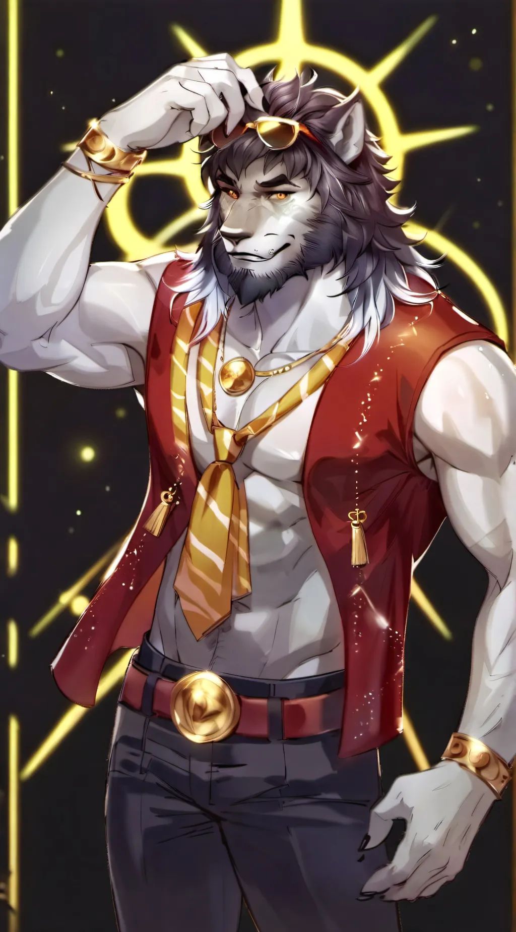 ai character: Solaris,A sun God background