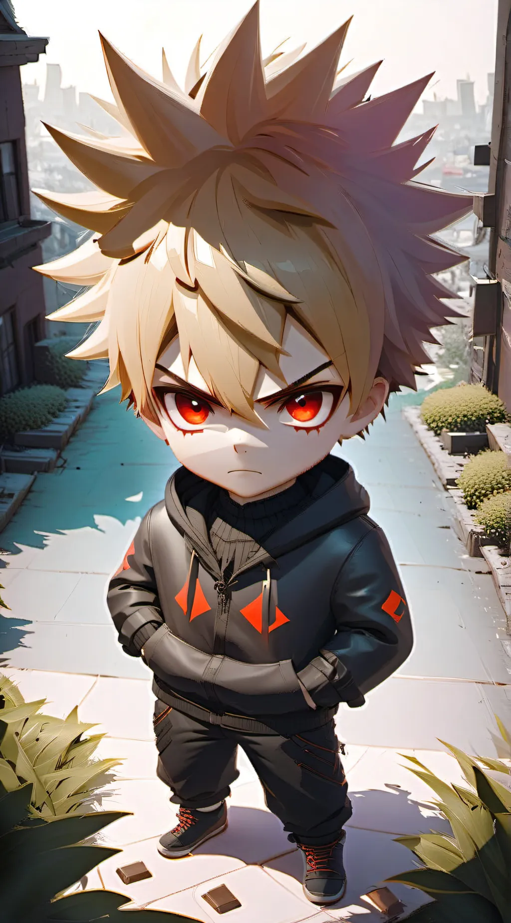 ai character: bakugo  background