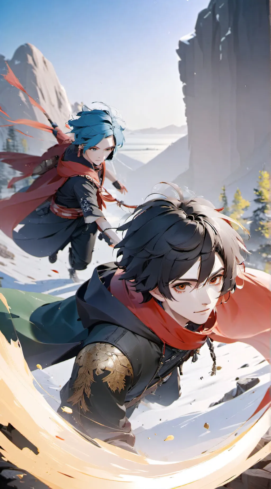 ai character: Aaron and David  background