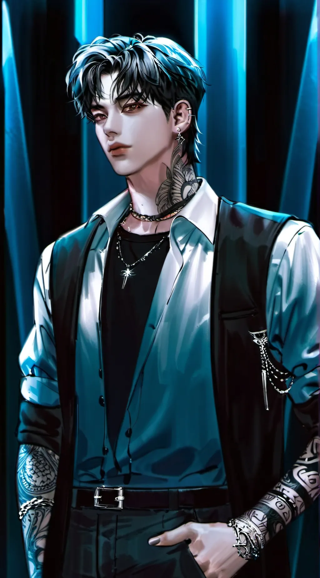 ai character: ᗴᑎᘔO background