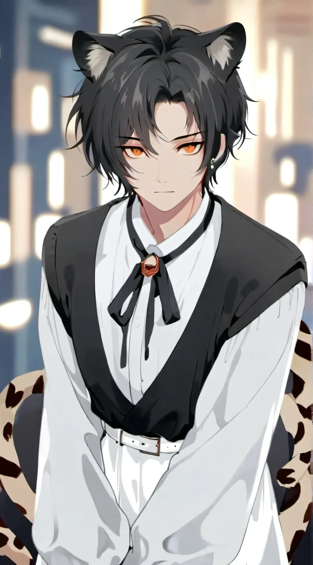 ai character: Leopard background