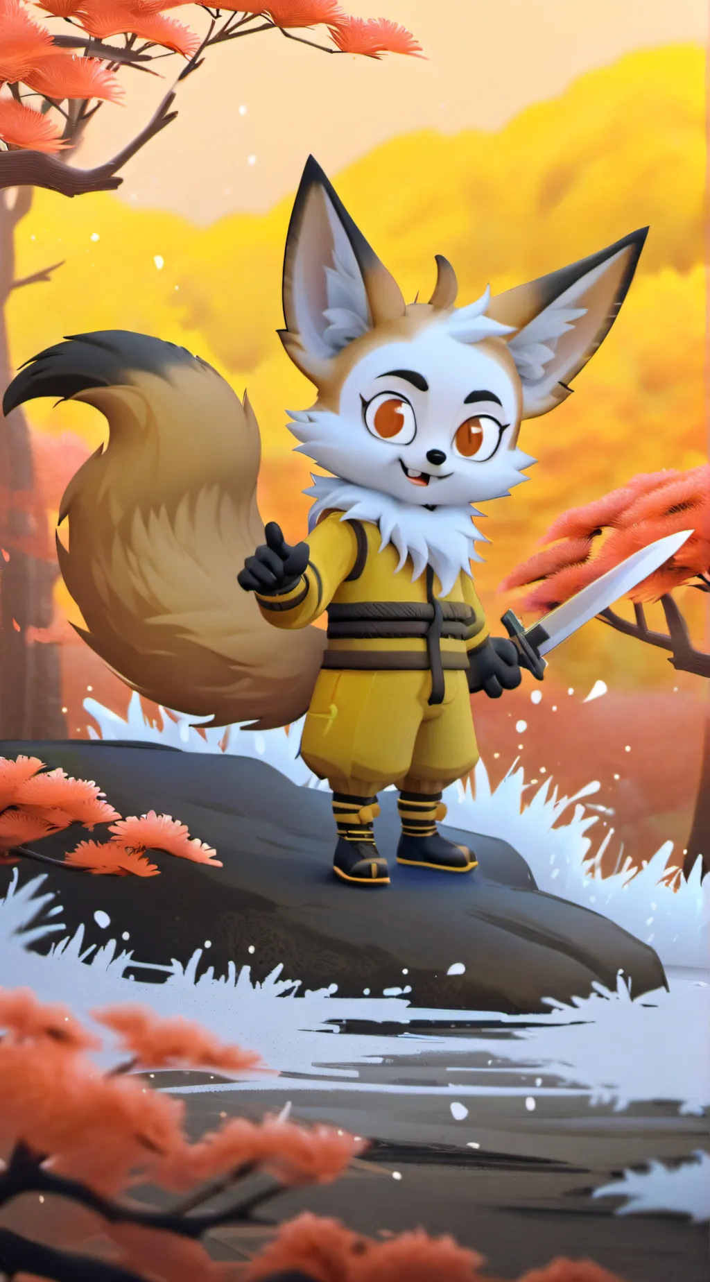 ai character: tails with a knife background