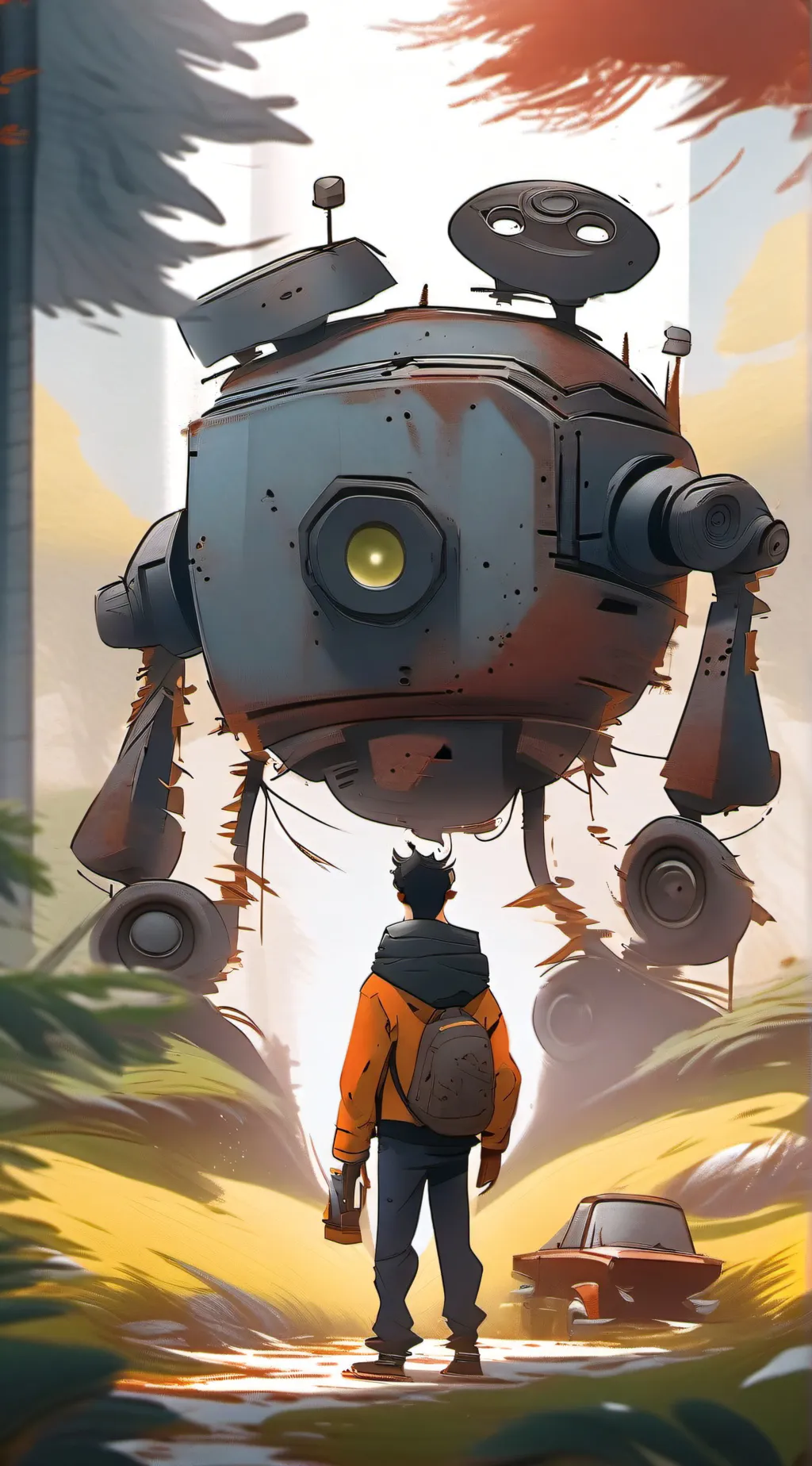 ai character: intrested robot  background