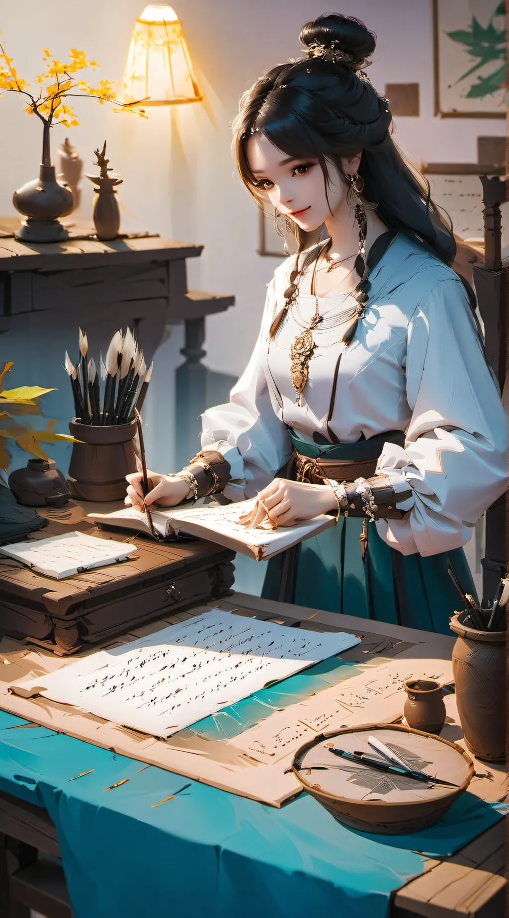 ai character: Drawing girl background