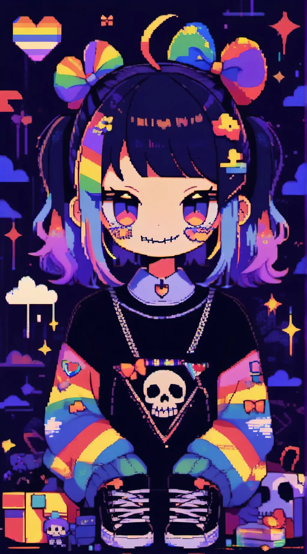 ai character: pixel background